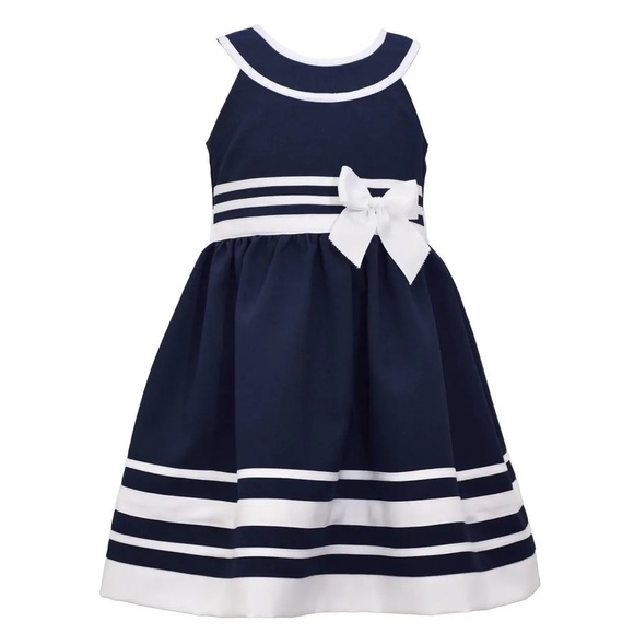 Bonnie Jean Toddler Nautical Sailor Navy Blue Party Dress Size 2T - Picture 1 of 10
